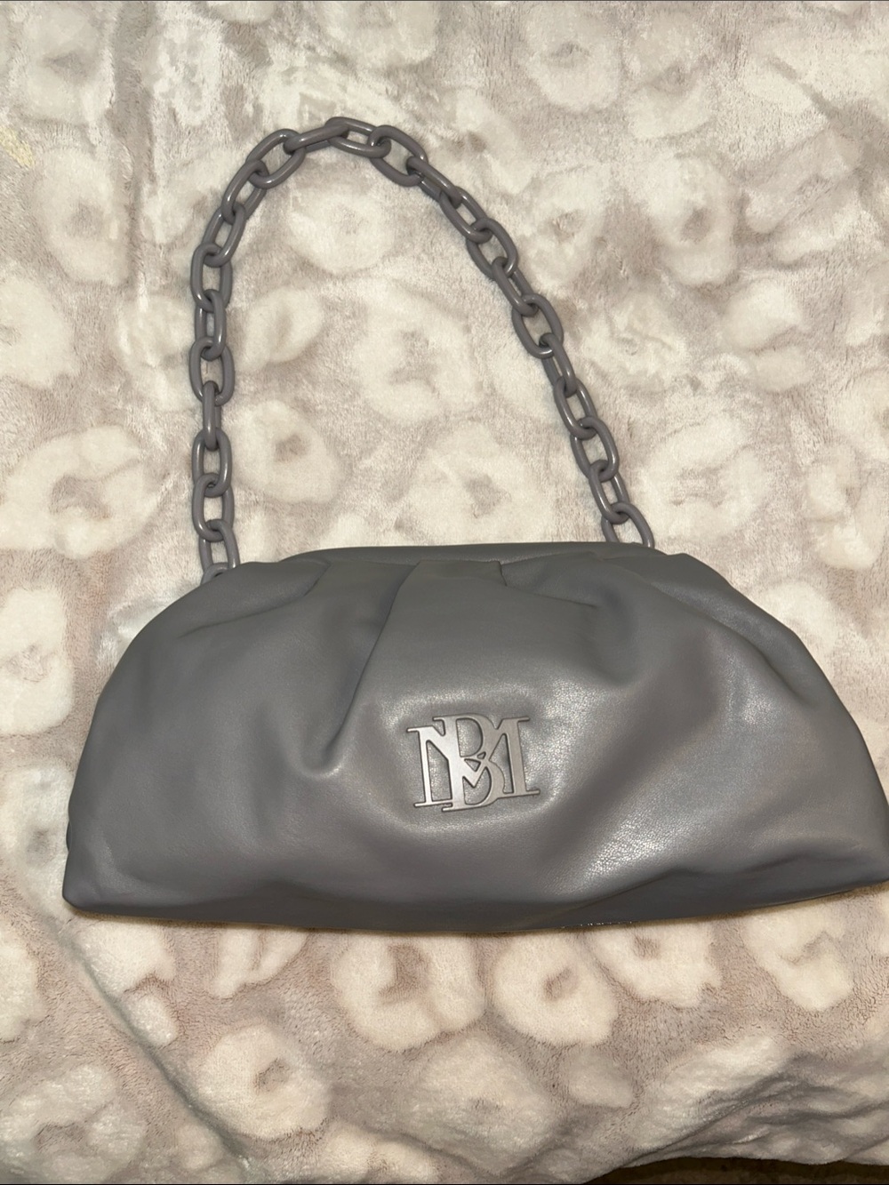 Badgley Mischka Gray Shoulder Bag with Chain